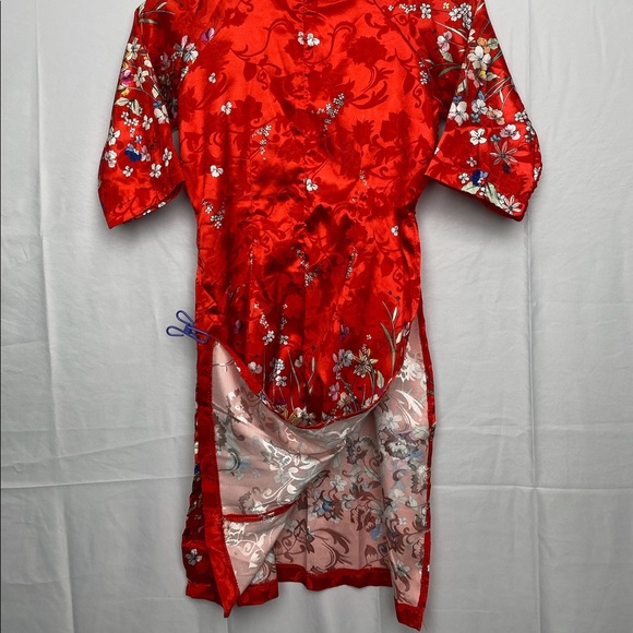 Stunning vintage retro silk floral slit kimono dress - Picture 3 of 6